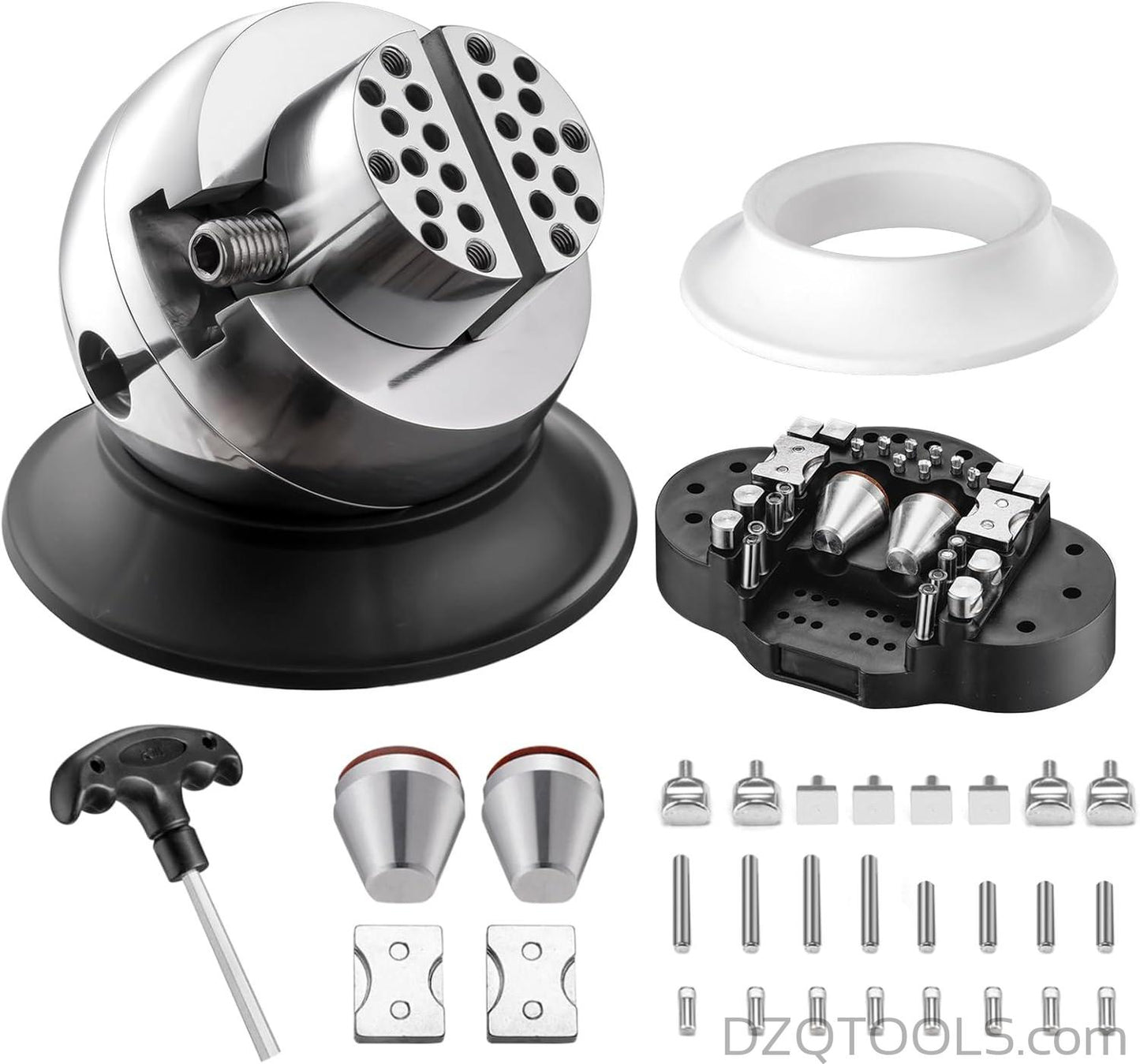 DZQ Ball Vise 3" Engraving Tool, 360° Rotation, 36PCS Jewelry Block (Black)