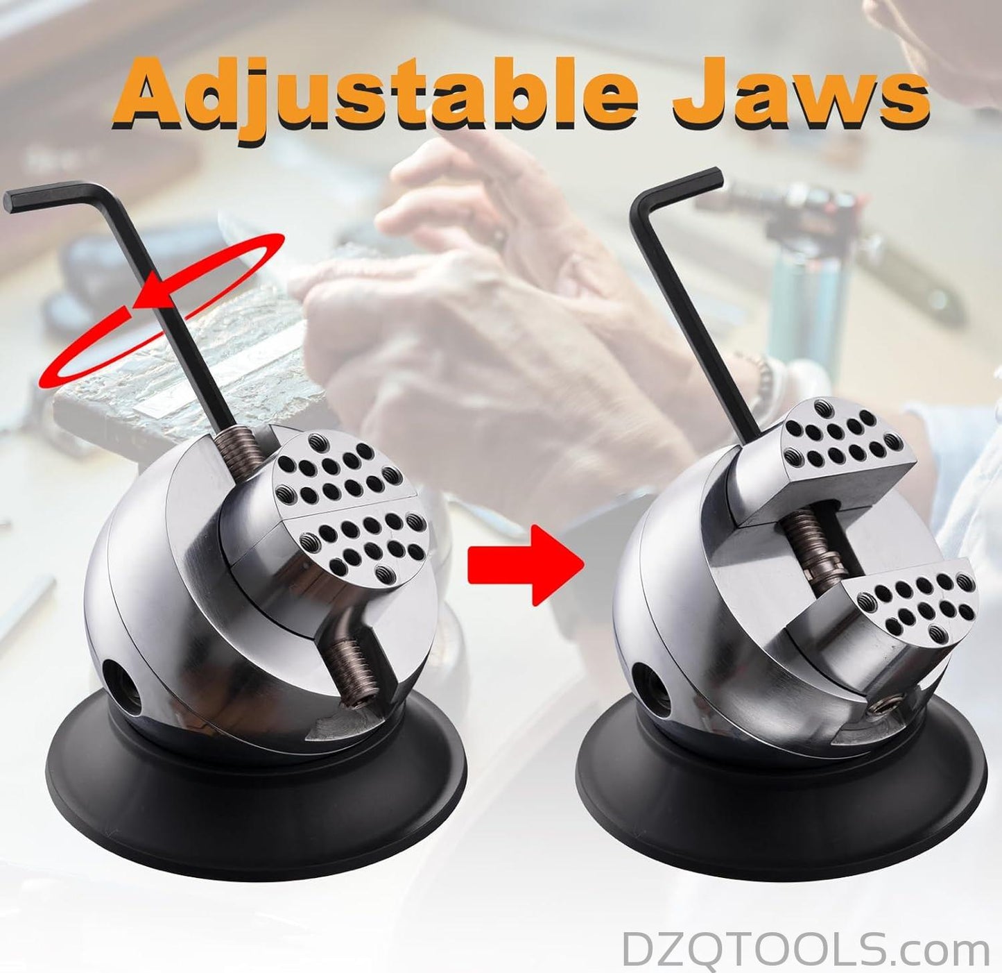 DZQ Ball Vise 3" Engraving Tool, 360° Rotation, 36PCS Jewelry Block (Black)