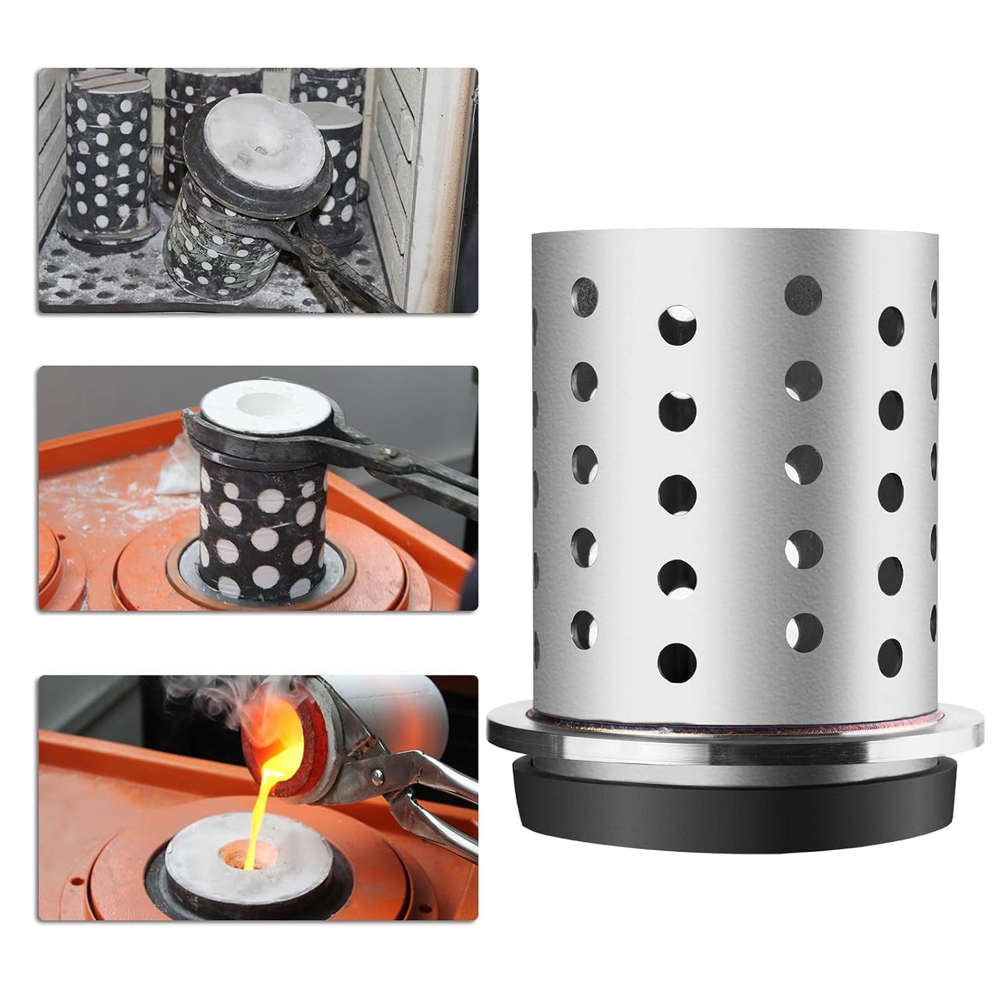 DZQ Perforated Casting Flask, 304 SS, Vacuum Casting, 5" x 6"/7"/8"/9"/10"
