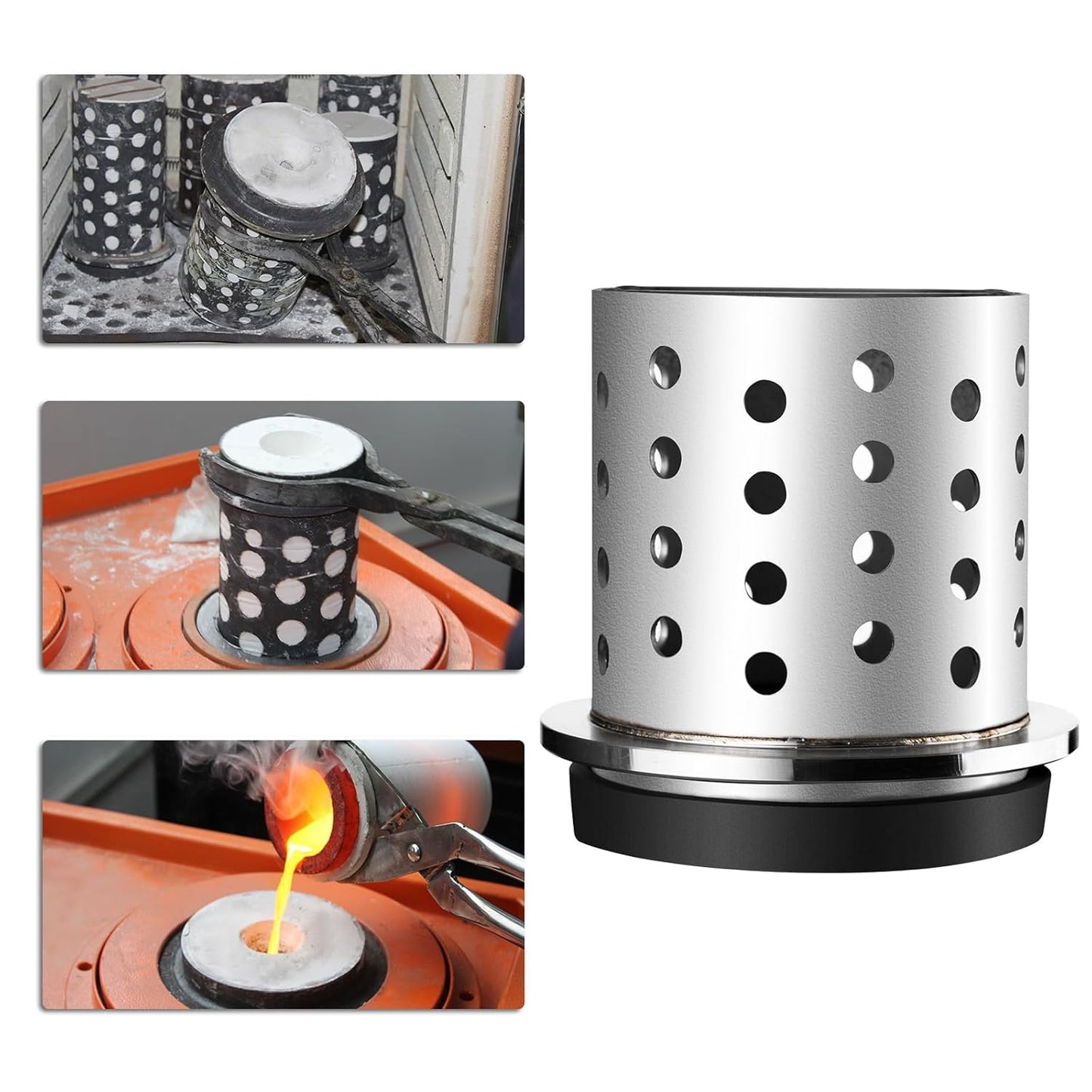DZQ Perforated Casting Flask, 304 SS, Vacuum Casting, 5" x 6"/7"/8"/9"/10"