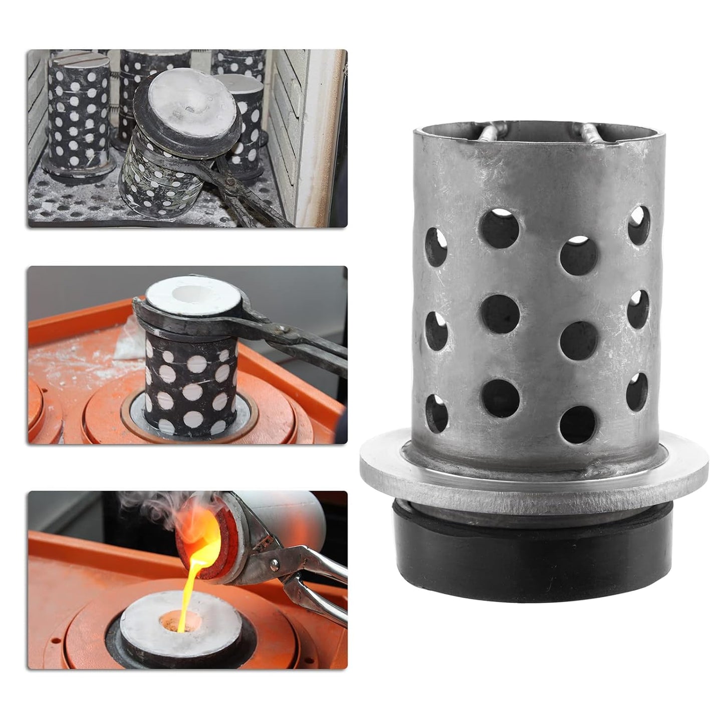 DZQ Perforated Casting Flask, 304 SS, Vacuum Casting, 3" x 4"/5"/6"/7"/8"