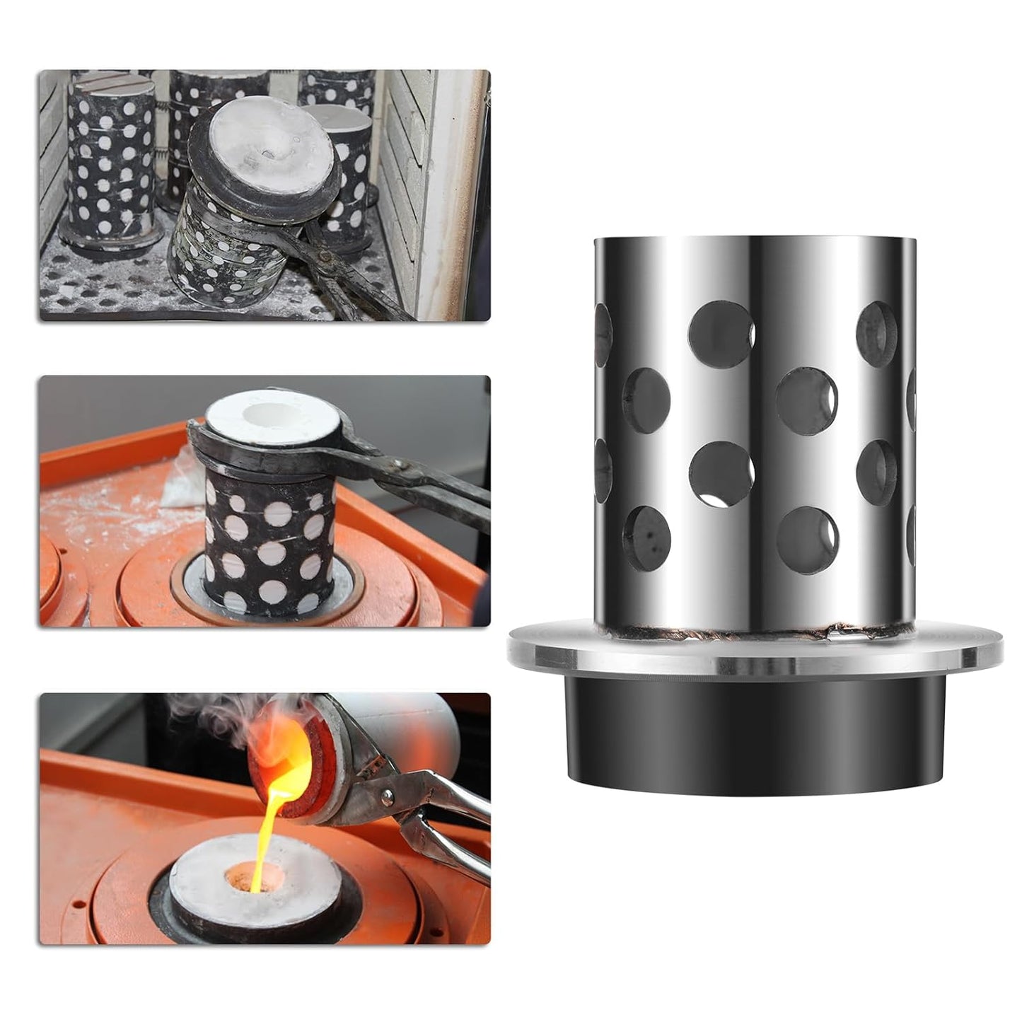 DZQ Perforated Casting Flask, 304 SS, Vacuum Casting, 2" x 2"/3"/4"