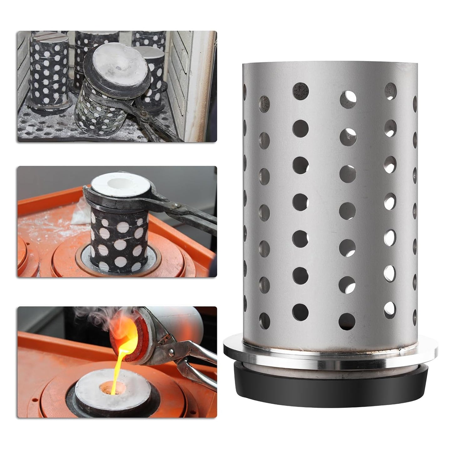 DZQ Perforated Casting Flask, 304 SS, Vacuum Casting, 5" x 6"/7"/8"/9"/10"