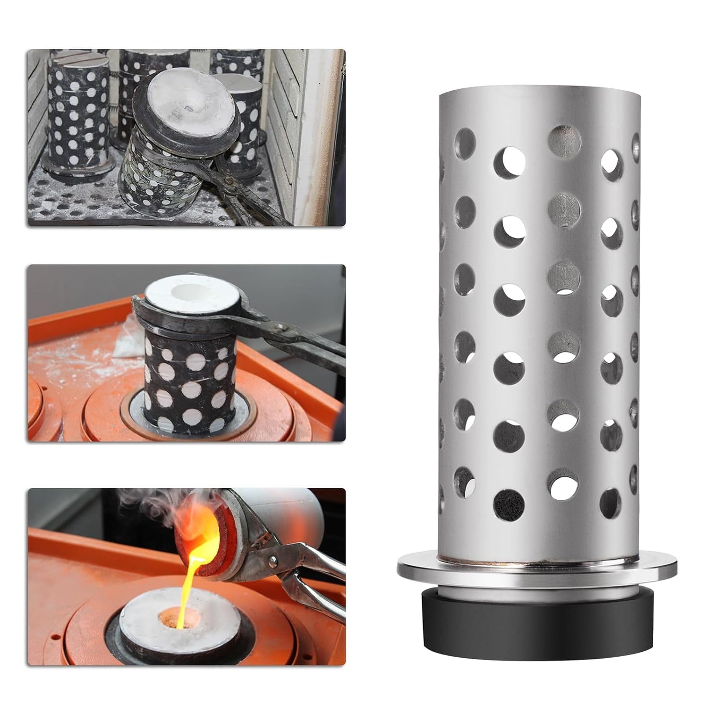 DZQ Perforated Casting Flask, 304 SS, Vacuum Casting, 3" x 4"/5"/6"/7"/8"