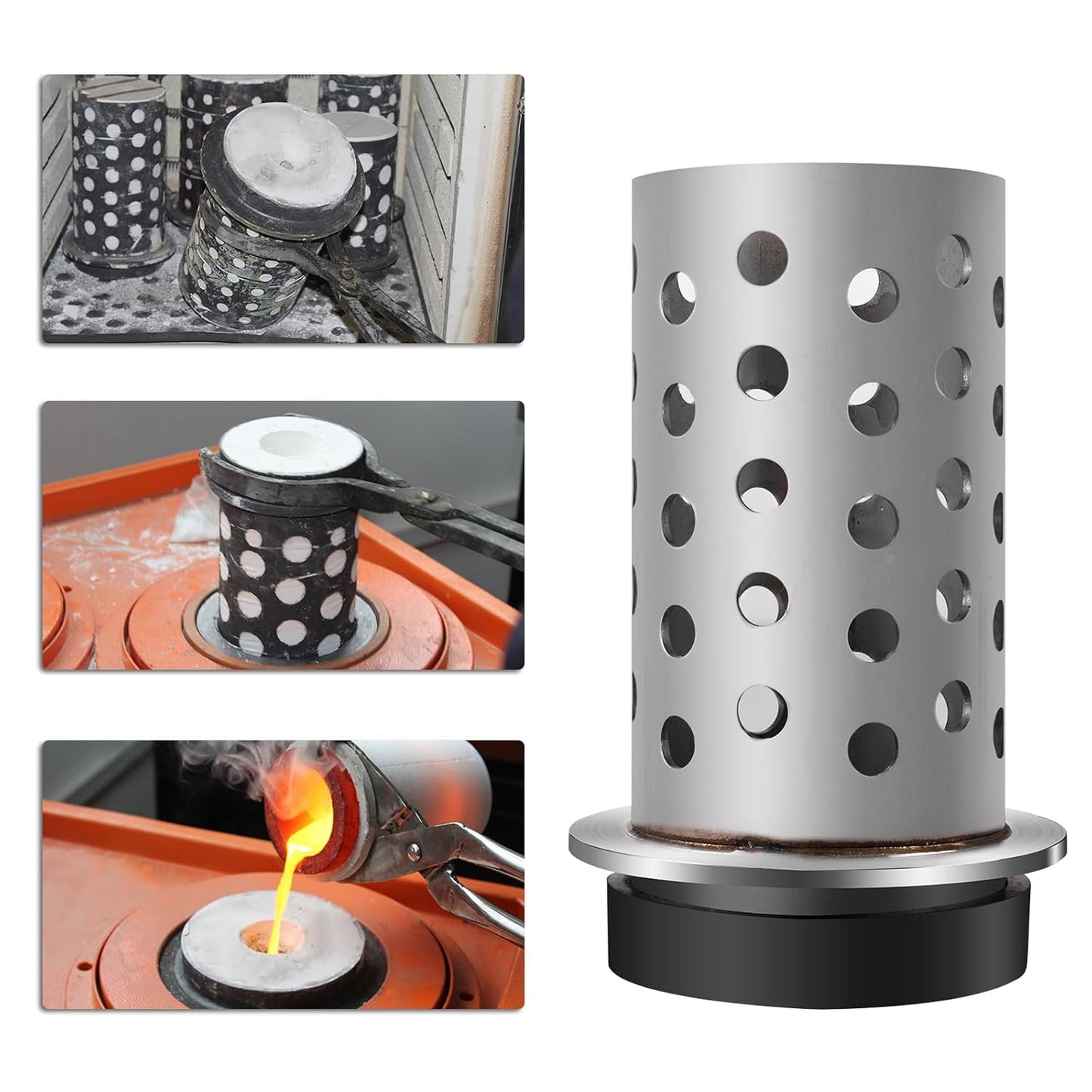 DZQ Perforated Casting Flask, 304 SS, Vacuum Casting, 3.5"x 4"/6"/7"/8"
