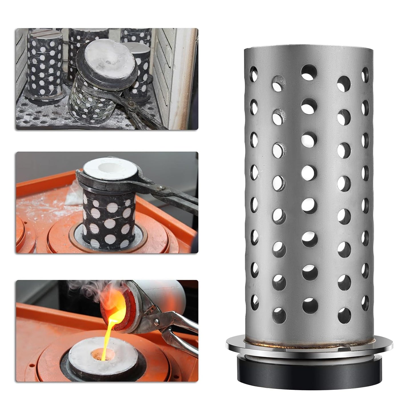 DZQ Perforated Casting Flask, 304 SS, Vacuum Casting, 4" x 7"/8"/9"/10"