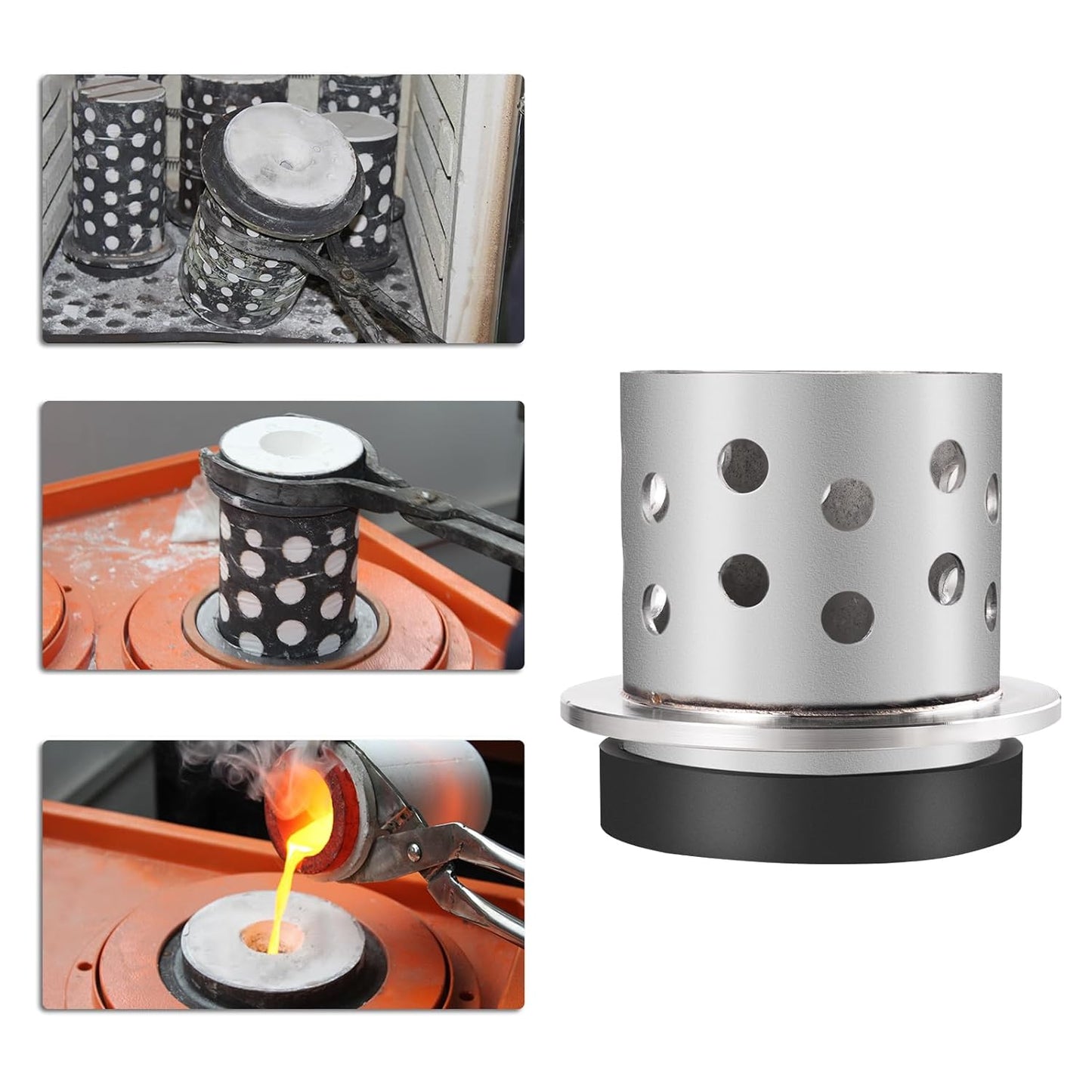 DZQ Perforated Casting Flask, 304 SS, Vacuum Casting, 3.5"x 4"/6"/7"/8"