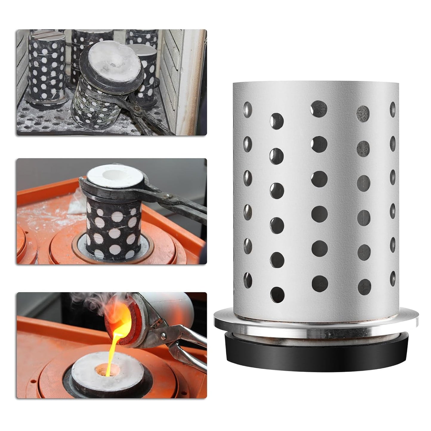 DZQ Perforated Casting Flask, 304 SS, Vacuum Casting, 5" x 6"/7"/8"/9"/10"