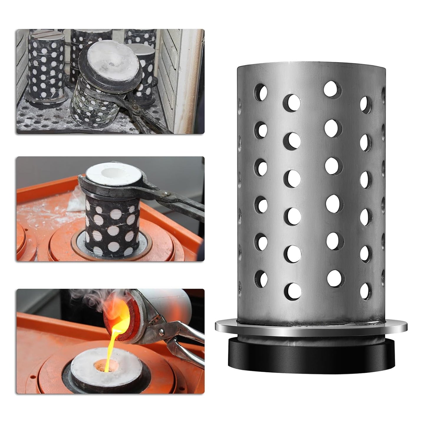 DZQ Perforated Casting Flask, 304 SS, Vacuum Casting, 4" x 7"/8"/9"/10"
