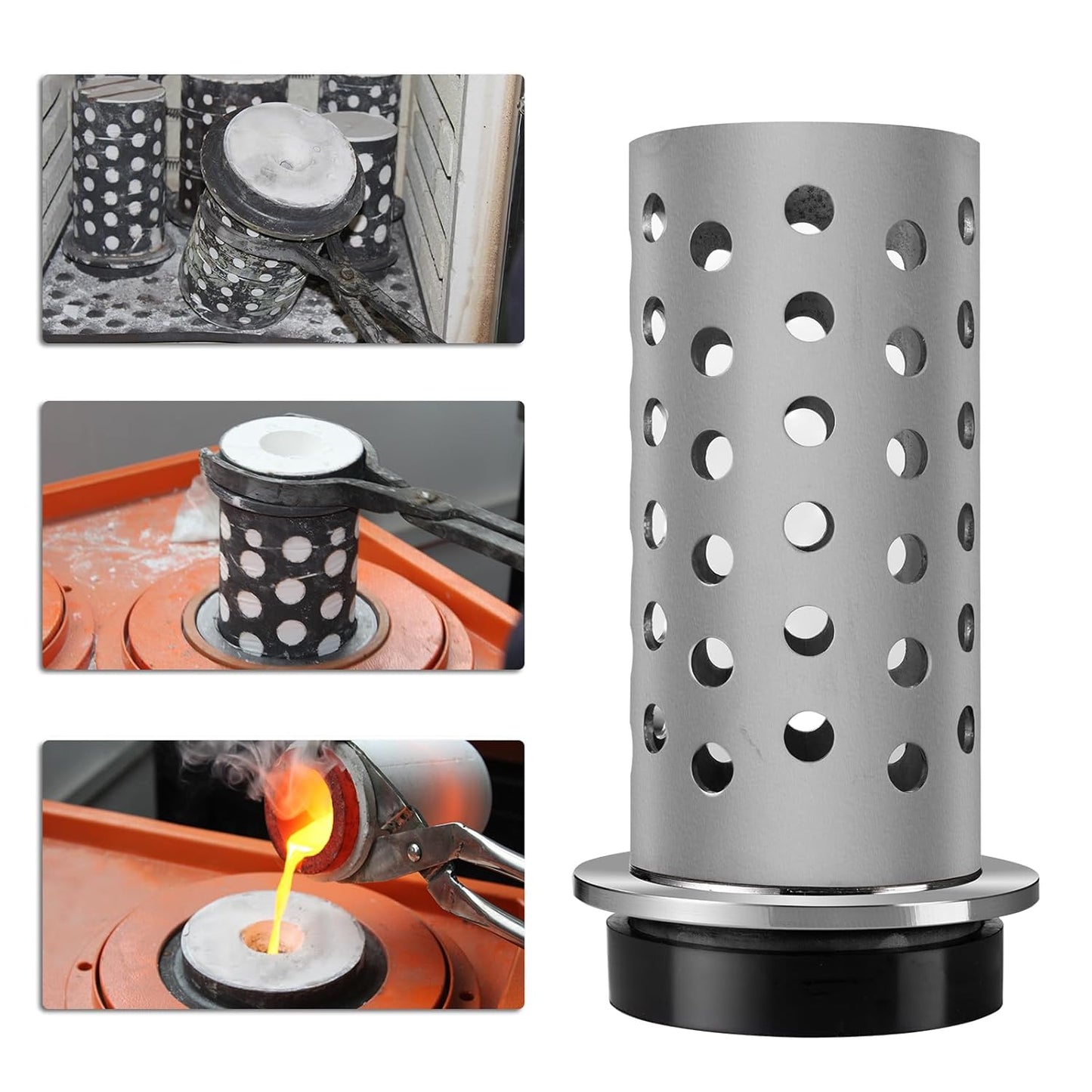 DZQ Perforated Casting Flask, 304 SS, Vacuum Casting, 3.5"x 4"/6"/7"/8"
