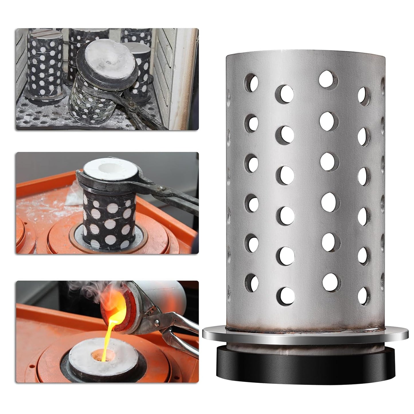 DZQ Perforated Casting Flask, 304 SS, Vacuum Casting, 4" x 7"/8"/9"/10"