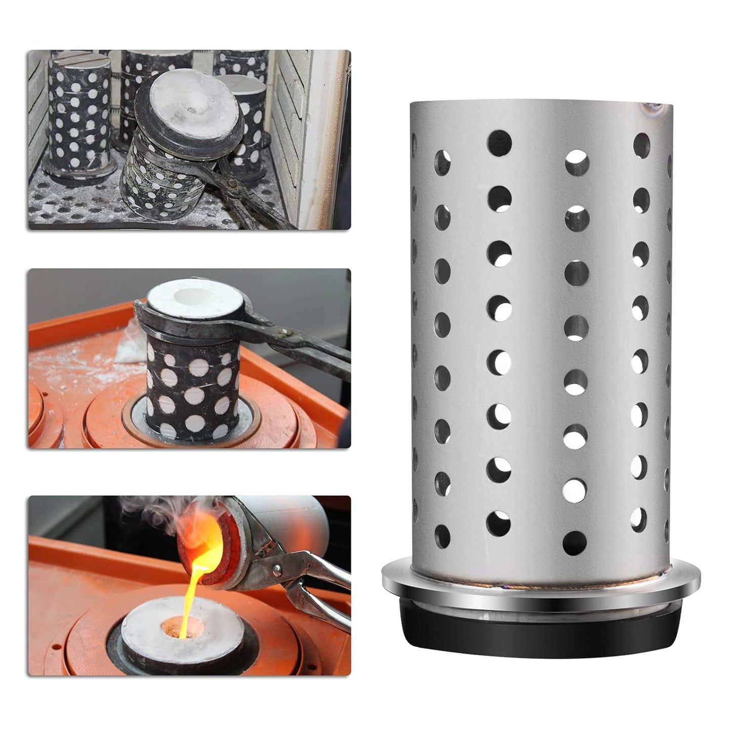 DZQ Perforated Casting Flask, 304 SS, Vacuum Casting, 5" x 6"/7"/8"/9"/10"