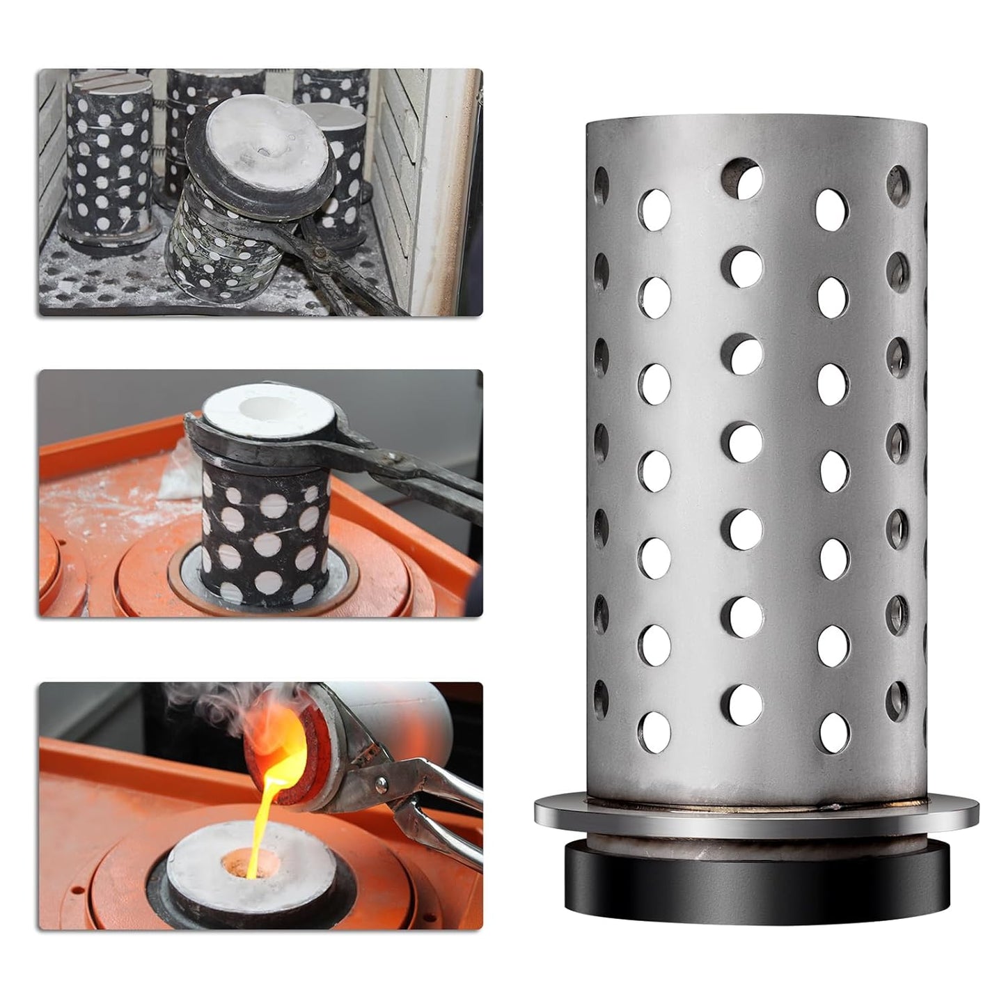 DZQ Perforated Casting Flask, 304 SS, Vacuum Casting, 4" x 7"/8"/9"/10"