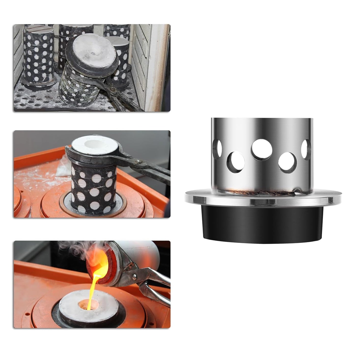 DZQ Perforated Casting Flask, 304 SS, Vacuum Casting, 2" x 2"/3"/4"