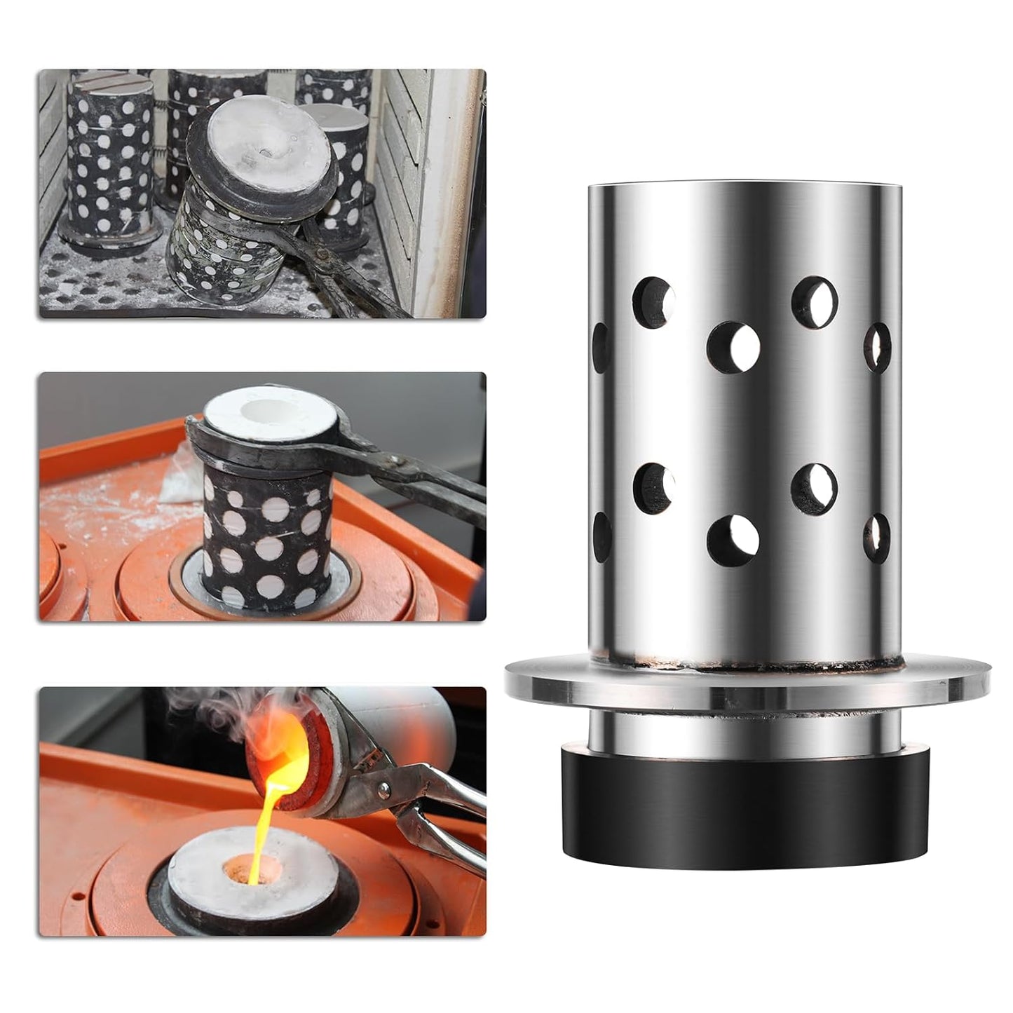 DZQ Perforated Casting Flask, 304 SS, Vacuum Casting, 2" x 2"/3"/4"
