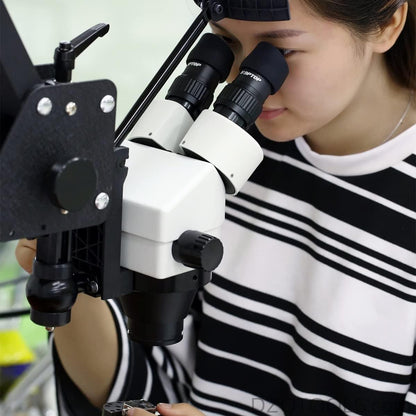 DZQ 7X-45X Multi-Directional Microscope, Ring Light, 360° Ball Vise