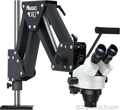 DZQ 7X-45X Multi-Directional Microscope, Ring Light, 360° Ball Vise