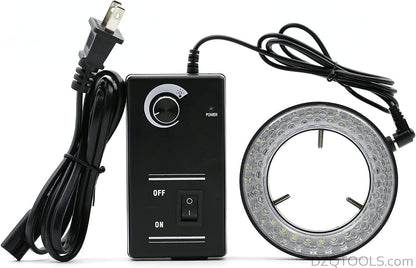 DZQ 7X-45X Multi-Directional Microscope, Ring Light, 360° Ball Vise
