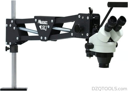 DZQ 7X-45X Multi-Directional Microscope, Ring Light, 360° Ball Vise