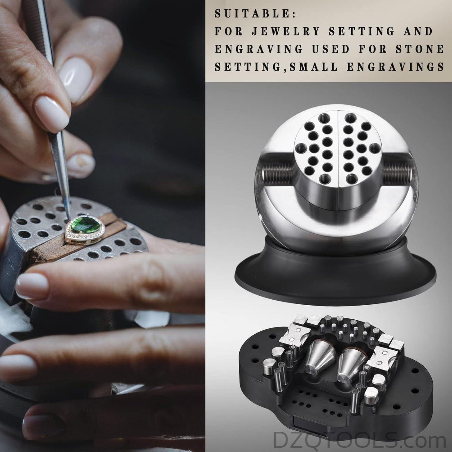DZQ 7X-45X Multi-Directional Microscope, Ring Light, 360° Ball Vise